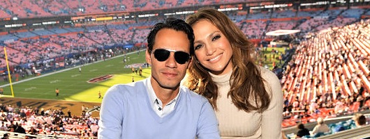 Jennifer Lopez and Marc Anthony at Dolphin Stadium in Miami, FL